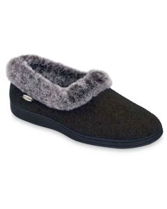 Acorn Women's Faux Chinchilla Collar Slippers, Black