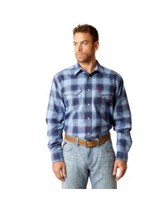 Ariat Men's FR Bighorn Snap Front Work Shirt, Powder Blue