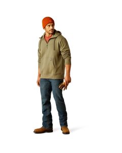 Ariat Men's Rebar 1/4 Zip Hoodie, Deep Lichen
