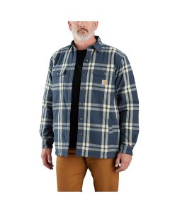 Carhartt Men's RelaxedFit Flannel Sherpa Shirt Jac, Dark Blue