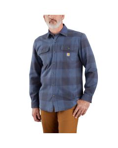 Carhartt Men's B&T Loose Fit HVWT Flannel Shirt, Navy