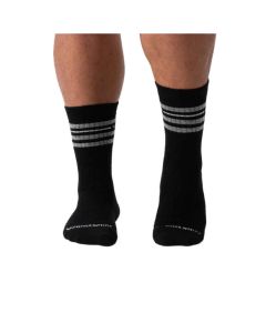 Wide Open Men's Vintage Stripe Cushion Crew Socks, Black