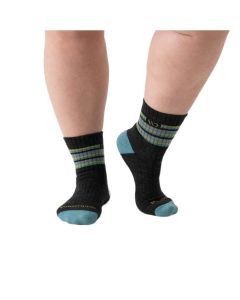 Wide Open Women's Multi Stripe Cushion Micro Crew, Charcoal