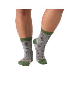 Wide Open Women's Foliage Light Micro Crew Socks, Light Gray